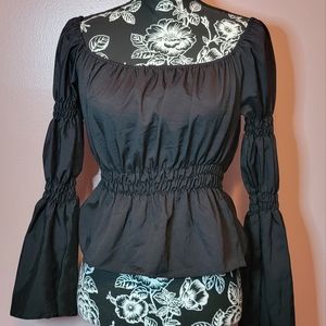 Long Sleeves Off Shoulder Top Black fits XS to Small